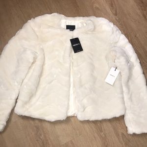 white faux fur jacket